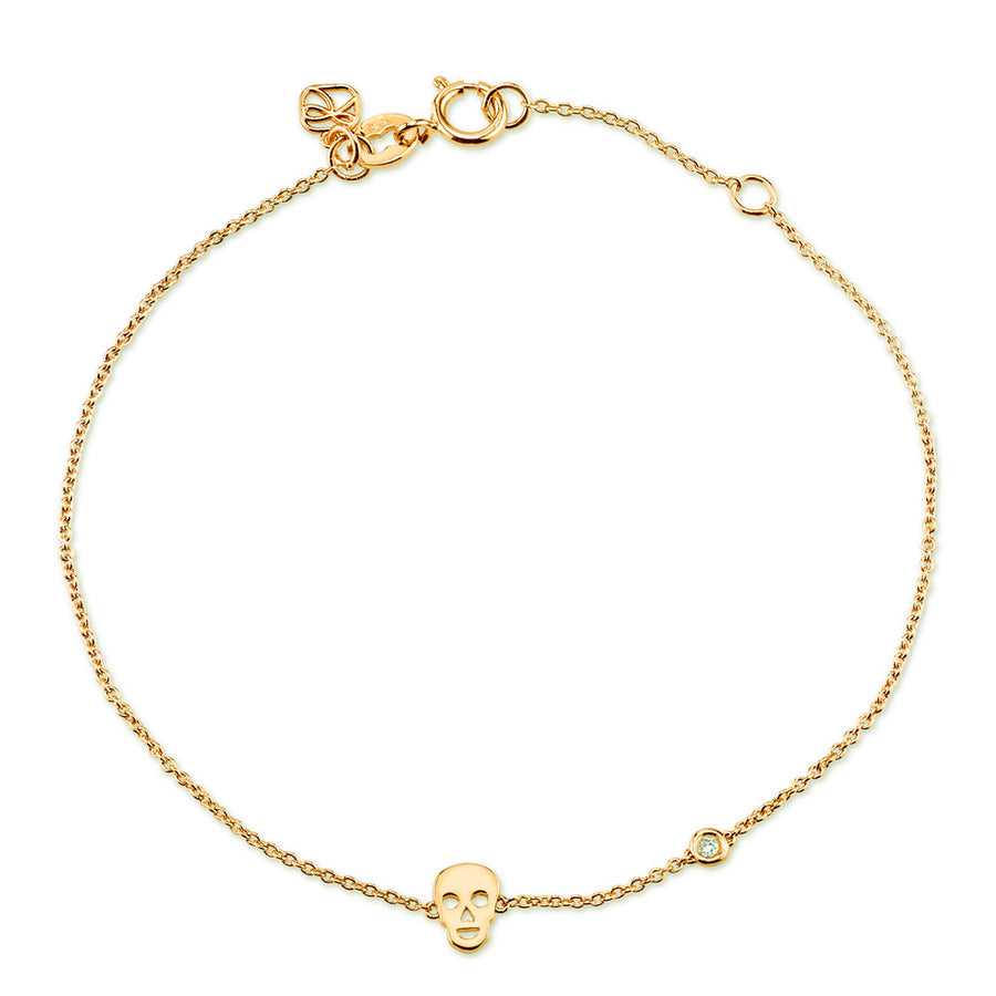 Gold Plated Sterling Silver Skull Bracelet with Bezel Set Diamond - Sydney Evan Fine Jewelry