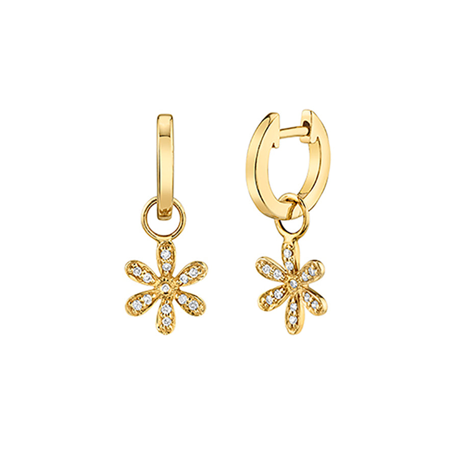 Gold & Diamond Flower Charm Hoops - Sydney Evan Fine Jewelry