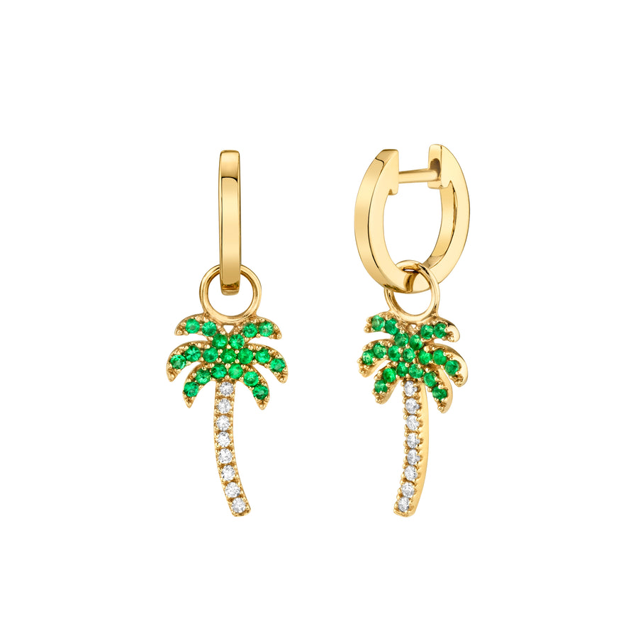 Gold & Diamond Palm Tree Charm Hoops - Sydney Evan Fine Jewelry