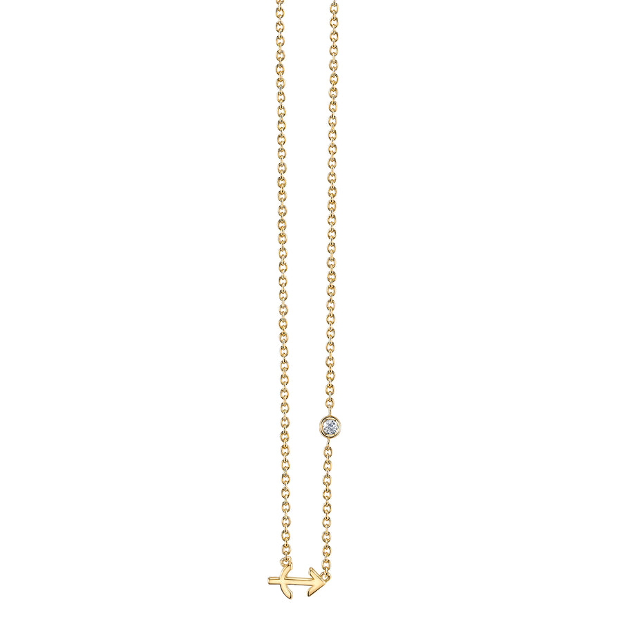 Gold Plated Sterling Silver Zodiac Necklace with Bezel Set Diamond - Sydney Evan Fine Jewelry