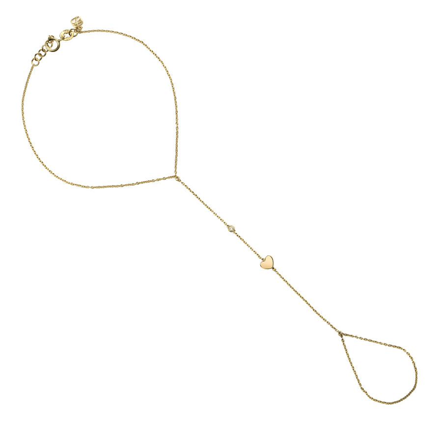 Gold Plated Sterling Silver Heart Princess Bracelet with Bezel Set Diamond - Sydney Evan Fine Jewelry