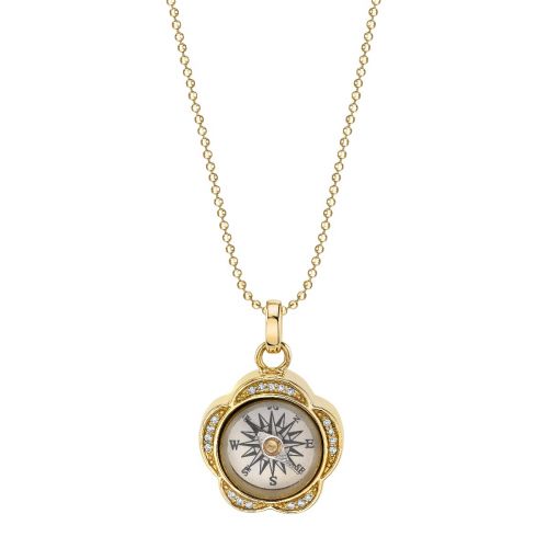 Gold & Diamond Flower Compass Charm - Sydney Evan Fine Jewelry