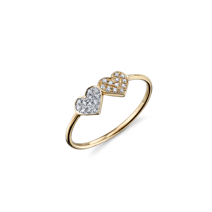 Two-Tone Gold & Diamond Double Heart Ring - Sydney Evan Fine Jewelry