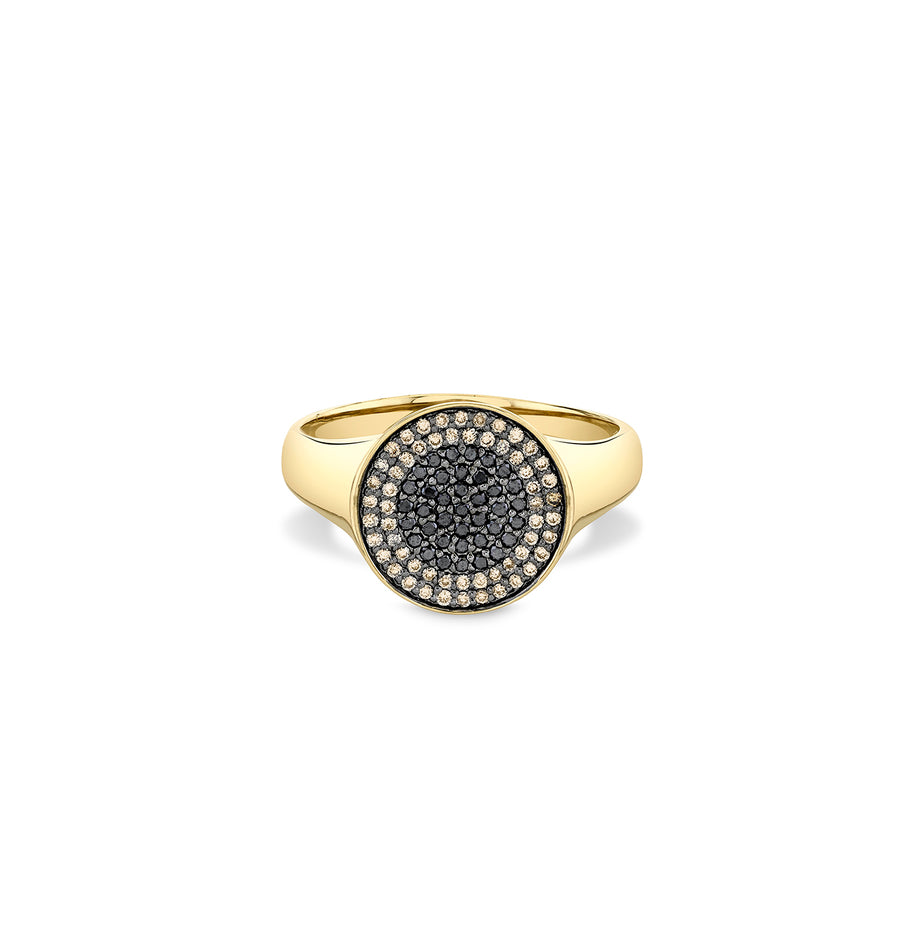 Men's Collection Gold & Black Diamond Evil Eye Disc Medallion Signet Ring - Sydney Evan Fine Jewelry