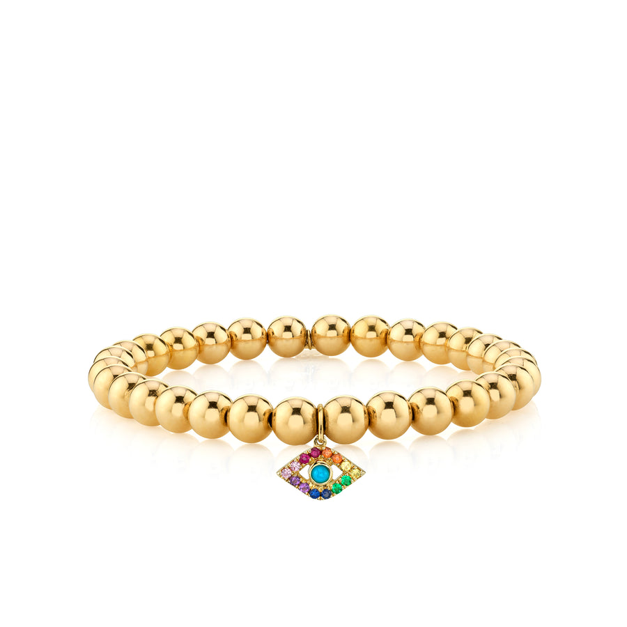 Gold & Rainbow Large Evil Eye on Gold Beads - Sydney Evan Fine Jewelry