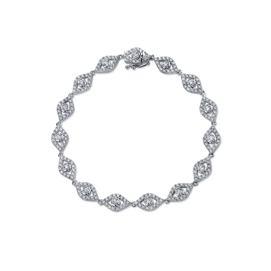 Gold & Diamond Bezel Evil Eye Link Bracelet - Sydney Evan Fine Jewelry