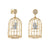 Gold & Diamond Large Albert Cage on Pave Disc Earrings