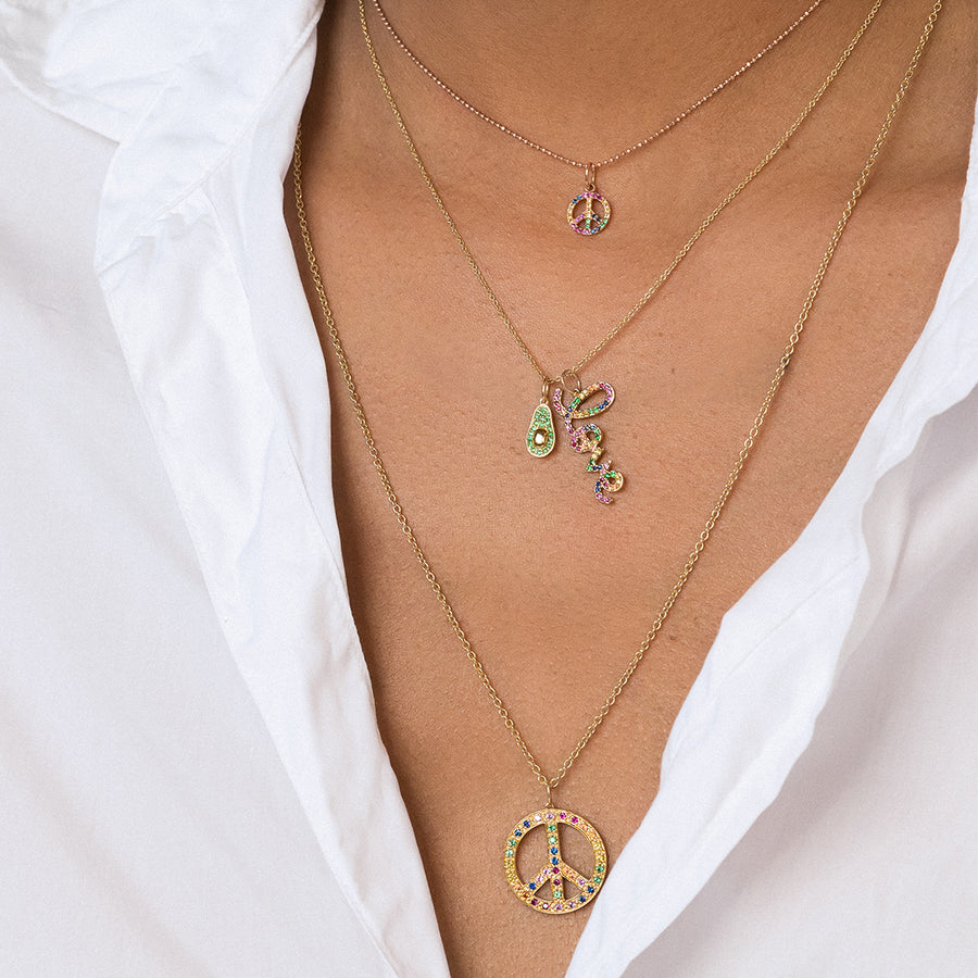 Gold & Rainbow Peace Sign Charm - Sydney Evan Fine Jewelry