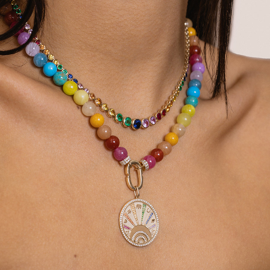 Sydney Evan: Large Enamel Rainbow Charm Necklace