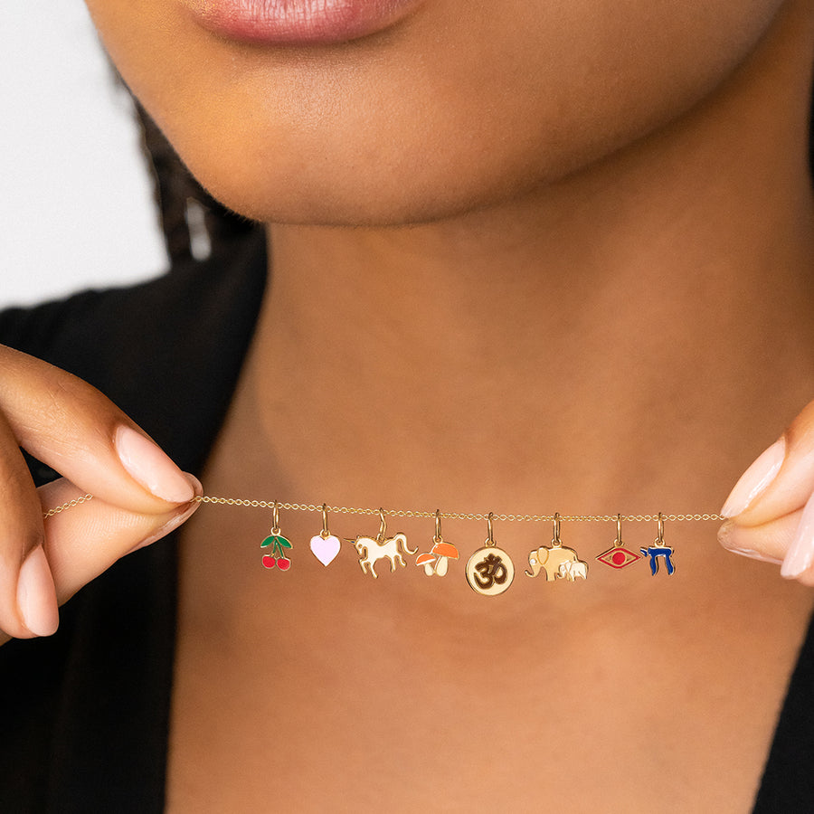 Kids Collection Gold & Enamel Mini Cherry Charm Necklace - Sydney Evan Fine Jewelry