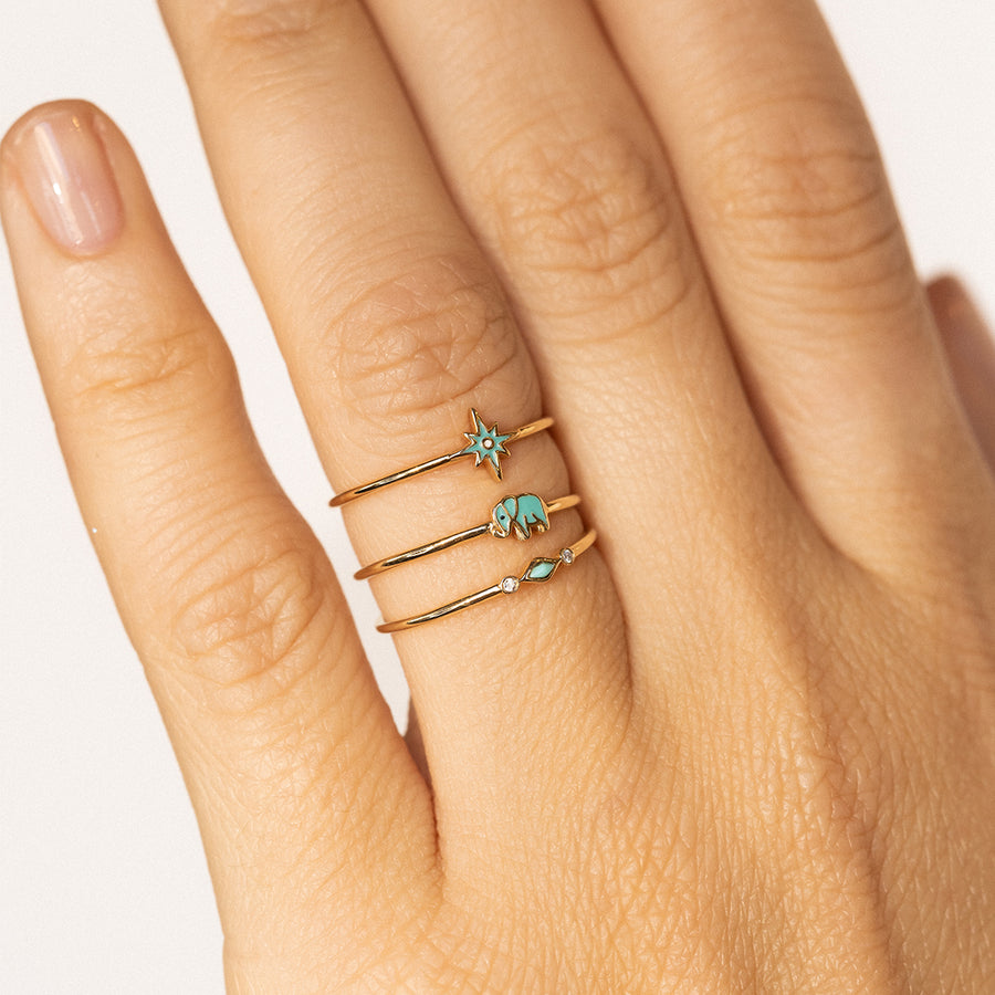 Gold & Diamond Turquoise Segment Ring - Sydney Evan Fine Jewelry