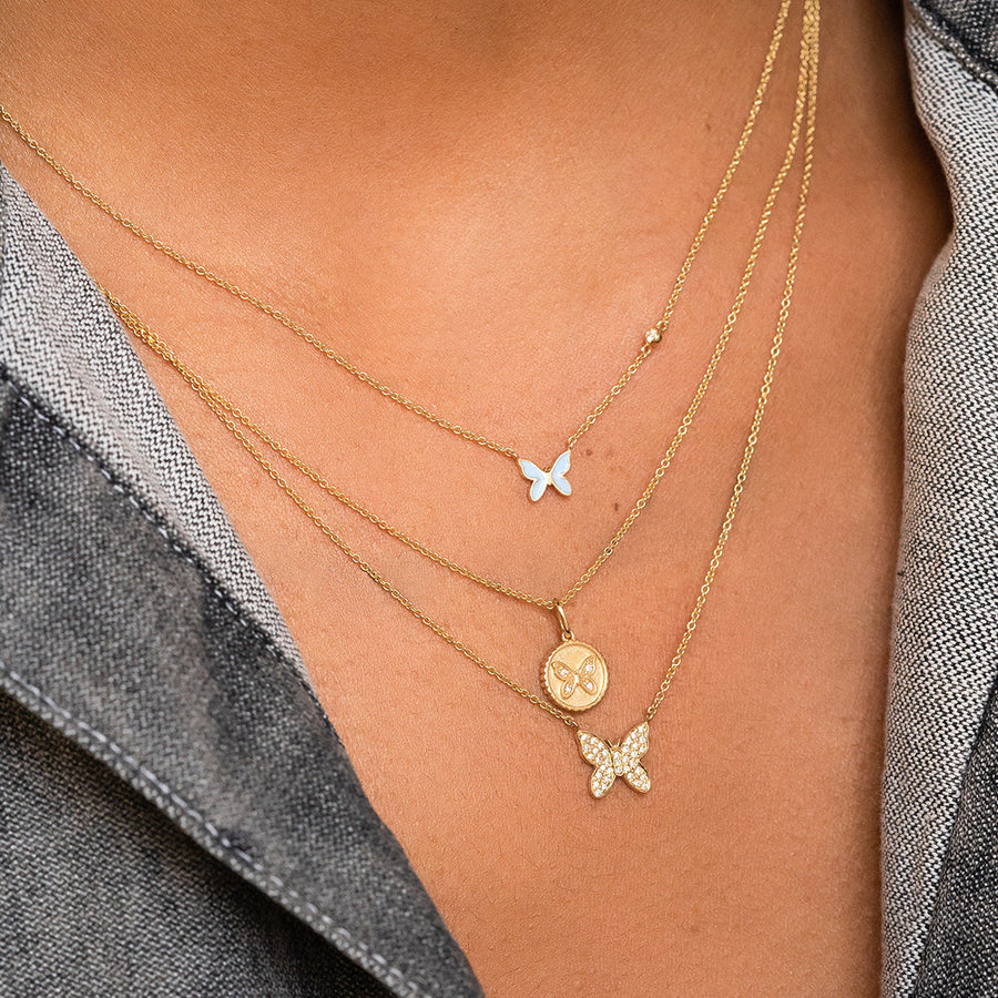 Kids Collection Gold & Enamel Mini Butterfly Necklace - Sydney Evan Fine Jewelry
