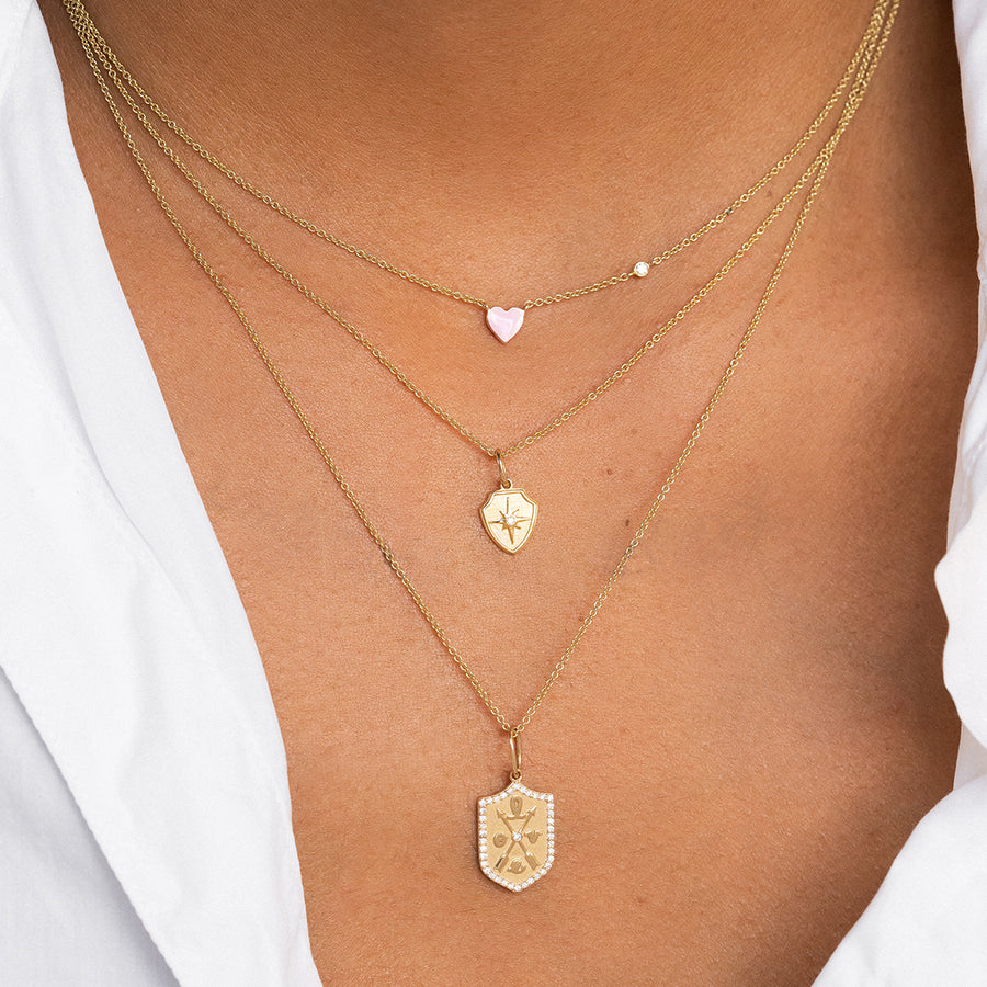 Gold & Diamond Small Love Script Crest Charm - Sydney Evan Fine Jewelry