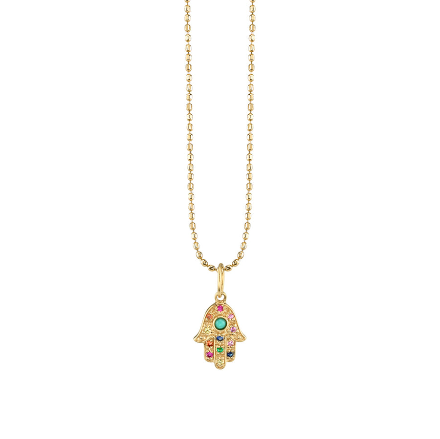 Gold & Rainbow Mini Hamsa Charm - Sydney Evan Fine Jewelry
