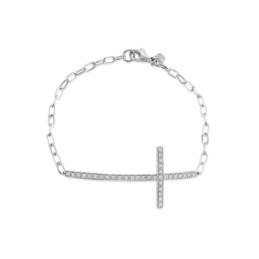 Gold & Diamond Large Cross Bracelet - Sydney Evan Fine Jewelry