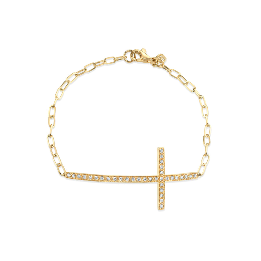 Sydney Evan 14kt white gold Cross Charm beaded bracelet - Silver
