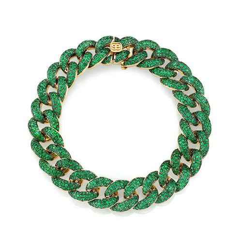 Gold & Emerald Link Bracelet - Sydney Evan Fine Jewelry