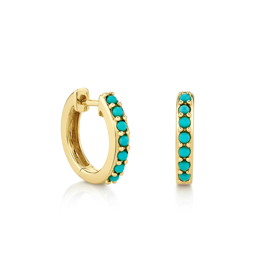 Gold & Turquoise Huggie Hoops - Sydney Evan Fine Jewelry