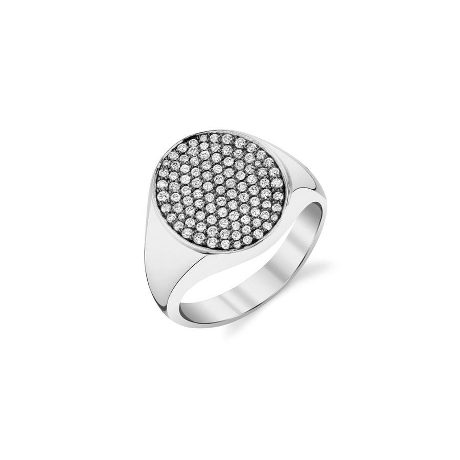 Men's Collection White-Gold & Diamond Medium Oval Pave Signet Ring - Sydney Evan Fine Jewelry