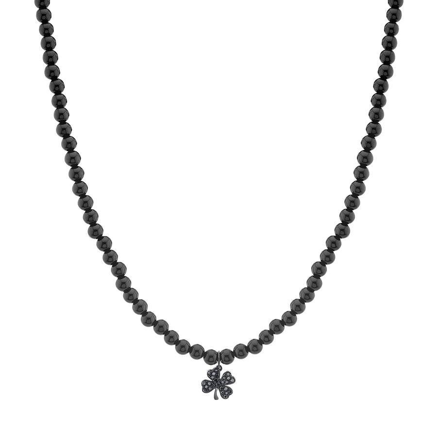 Men's Collection Black Rhodium & Black Diamond Clover on Onyx Necklace - Sydney Evan Fine Jewelry