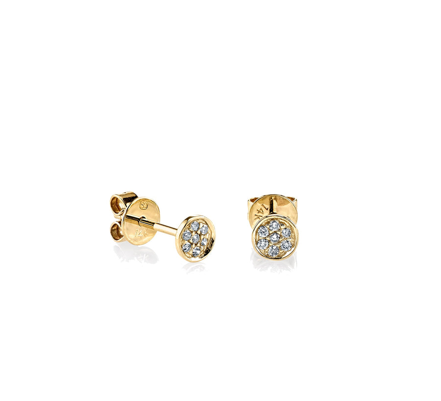 Men's Collection Gold & Diamond Pave Tiny Disc Stud - Sydney Evan Fine Jewelry