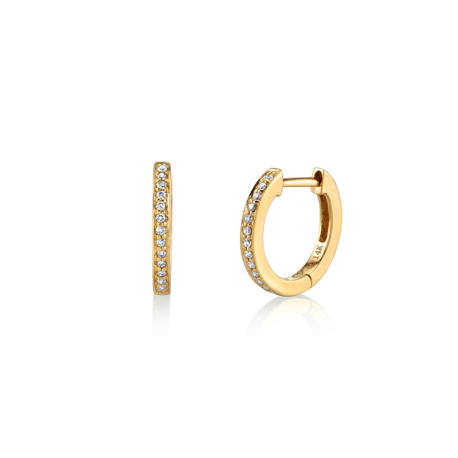 Gold & Pavé Diamond 9mm Huggie Hoops - Sydney Evan Fine Jewelry