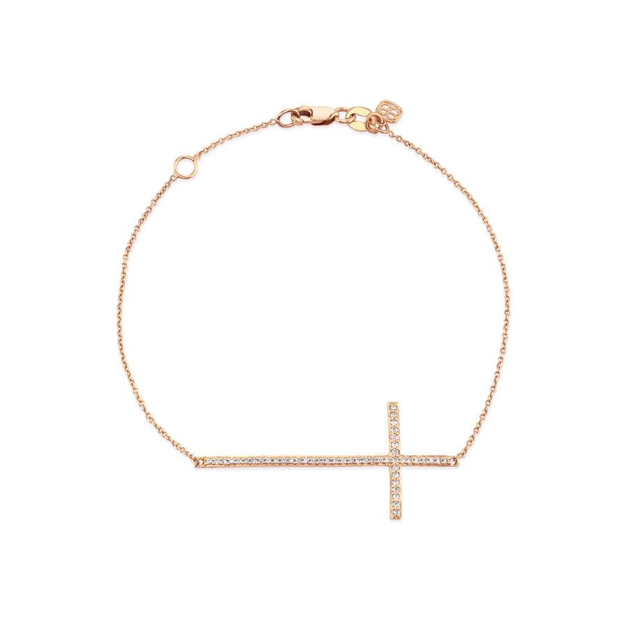 Gold & Diamond Large Cross Bracelet - Sydney Evan Fine Jewelry