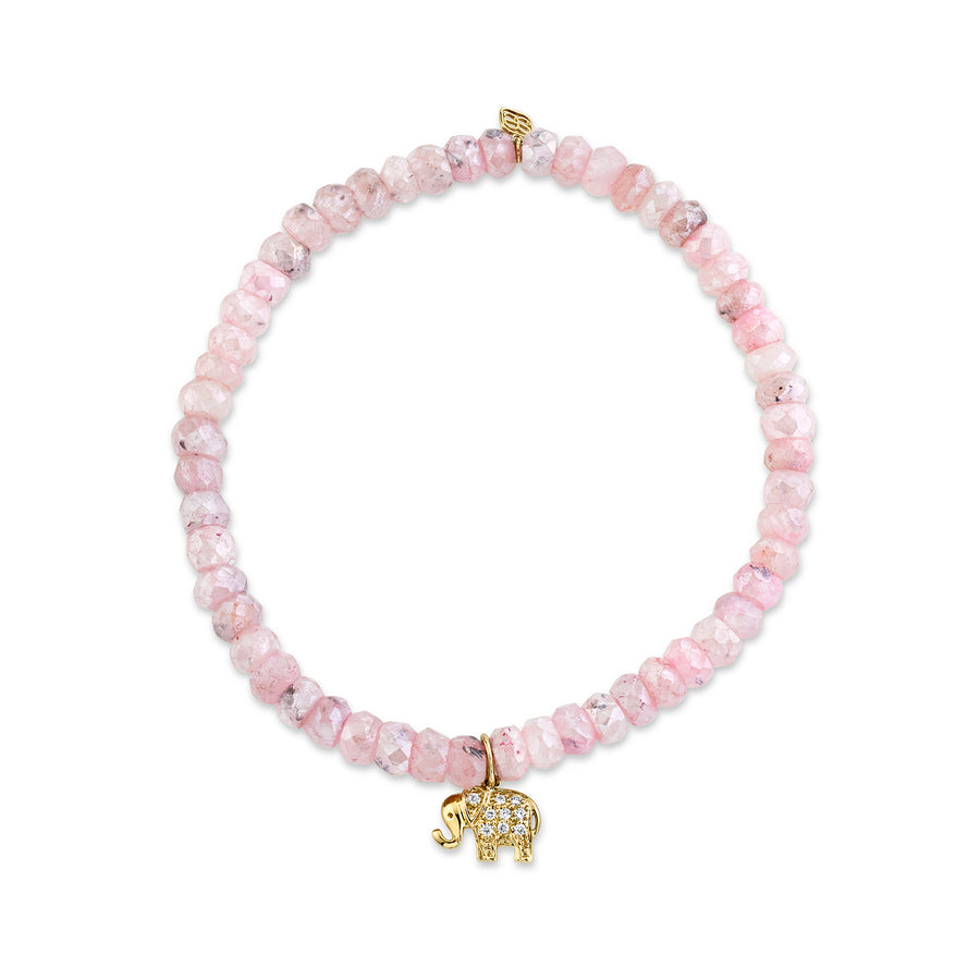 Gold & Diamond Mini Elephant on Mystic Pink Grapolite - Sydney Evan Fine Jewelry