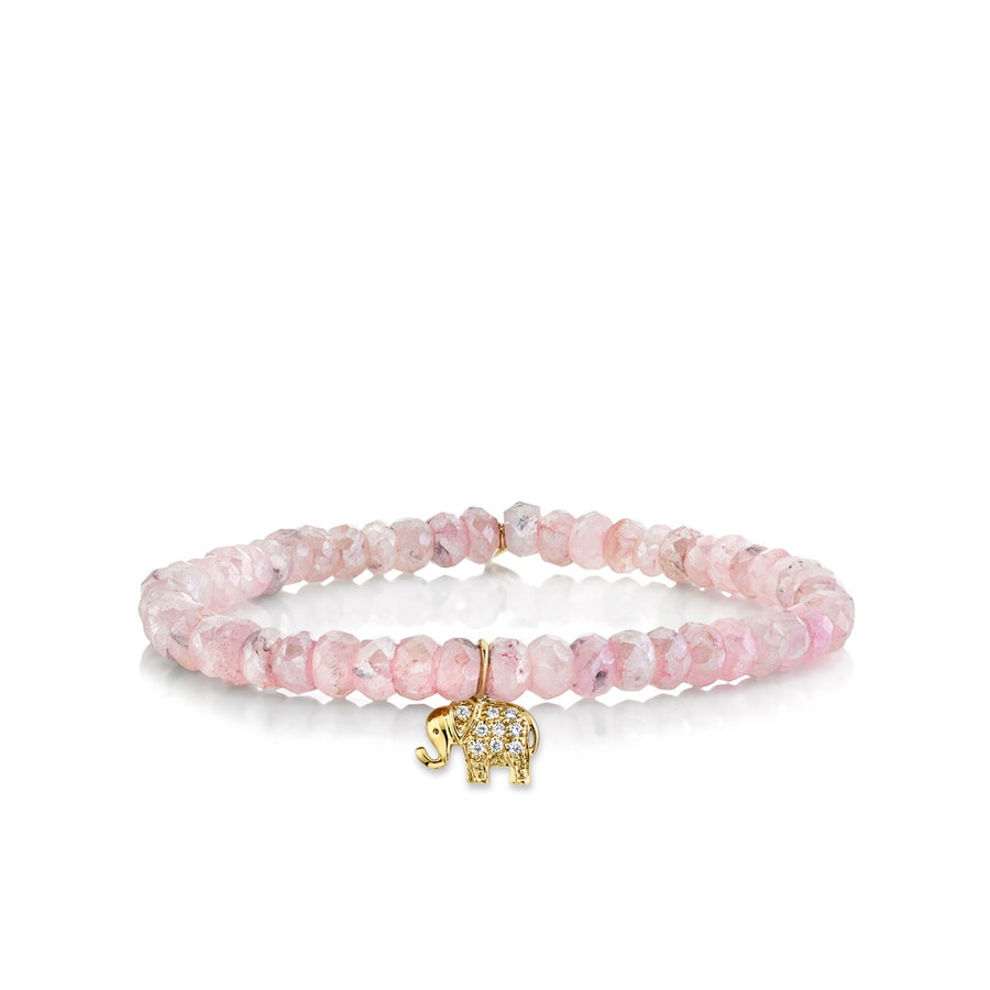Gold & Diamond Mini Elephant on Mystic Pink Grapolite - Sydney Evan Fine Jewelry