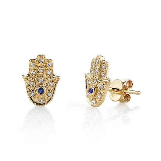 Gold & Diamond Hamsa Stud - Sydney Evan Fine Jewelry