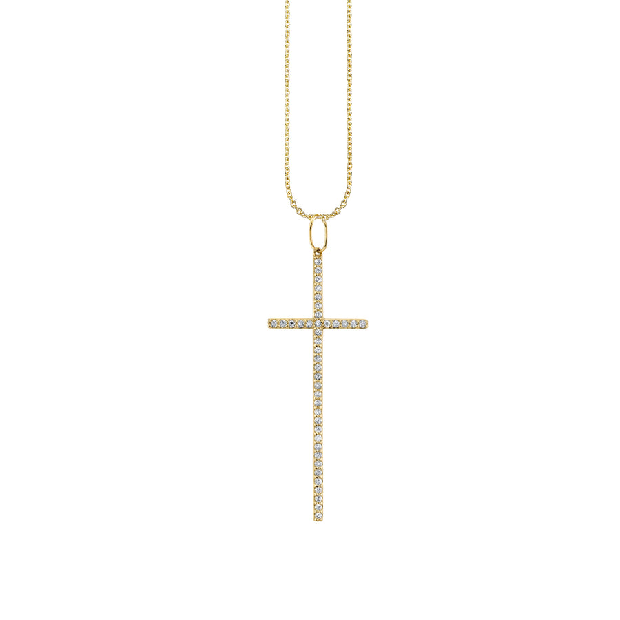 Gold & Diamond Extra Large Cross Charm - Sydney Evan Fine Jewelry