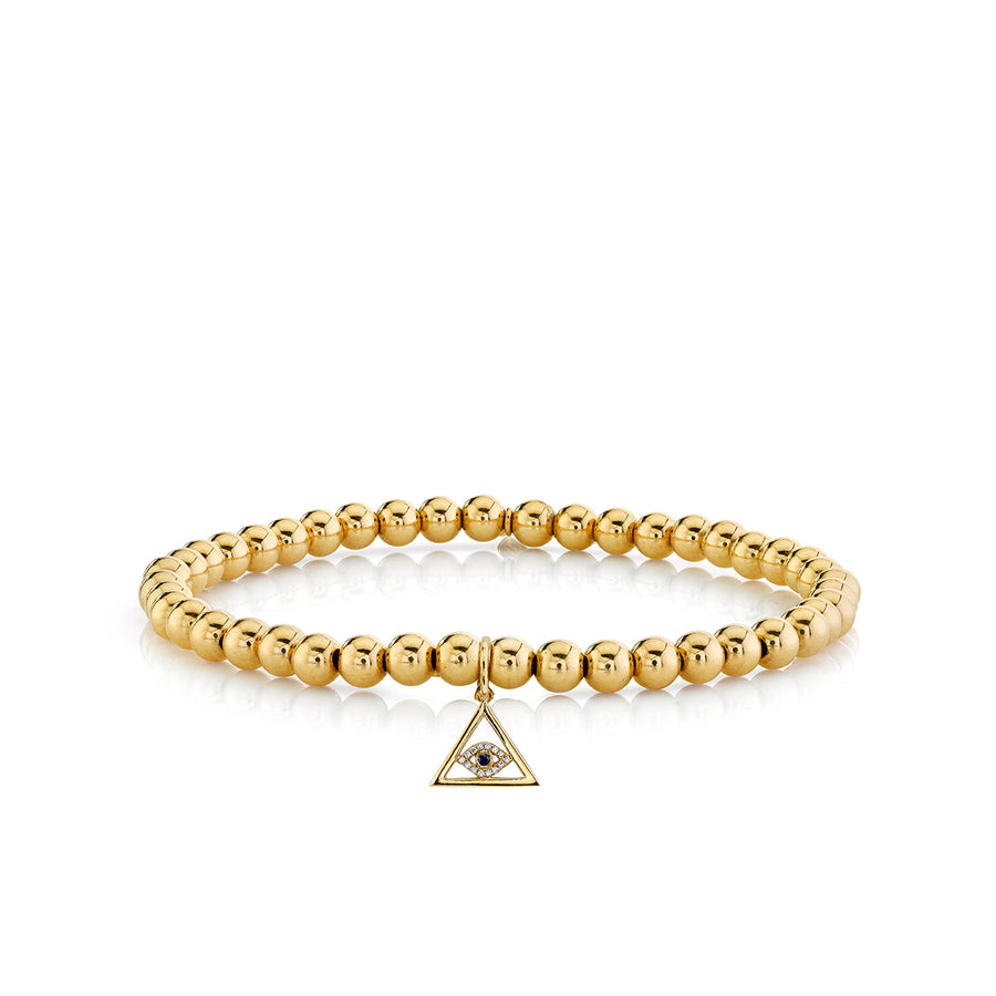 Men's Collection Gold & Diamond Pyramid Evil Eye on Gold Beads - Sydney Evan Fine Jewelry