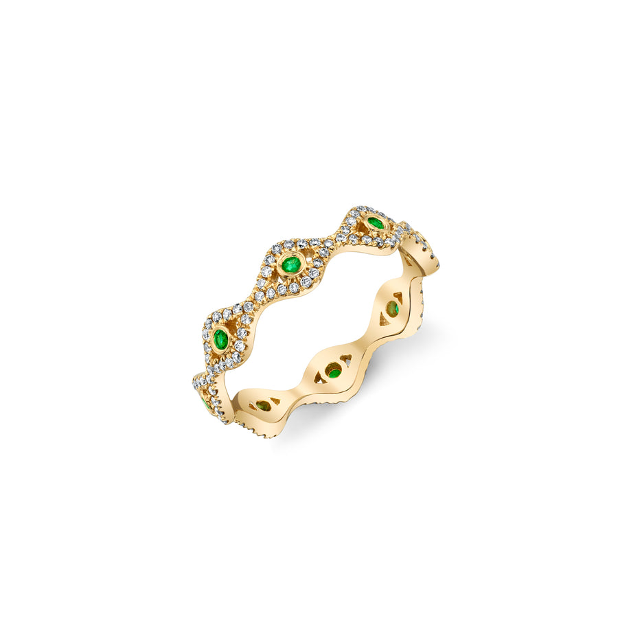 Gold & Diamond Small Bezel Evil Eye Eternity Ring - Sydney Evan Fine Jewelry