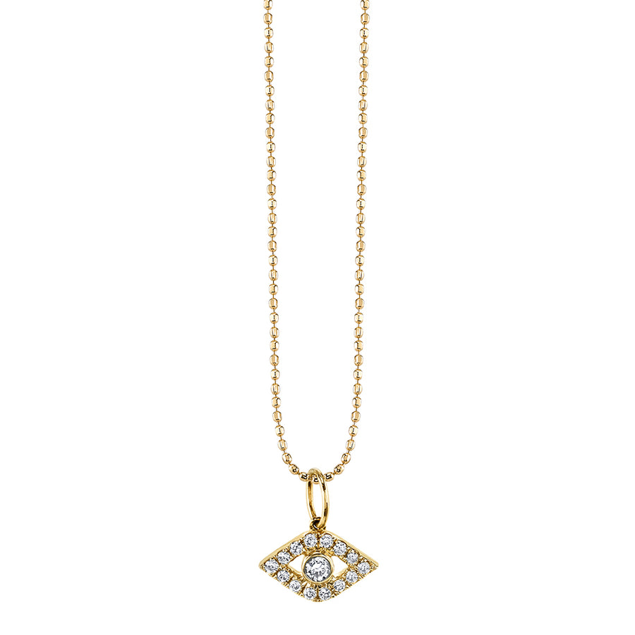 Gold & Diamond Large Bezel Evil Eye Charm - Sydney Evan Fine Jewelry