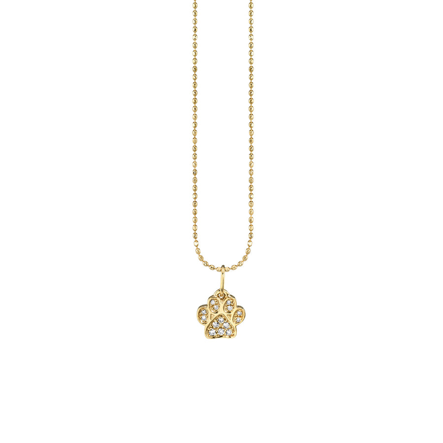 Kids Collection Gold & Diamond Small Paw Print Necklace - Sydney Evan Fine Jewelry