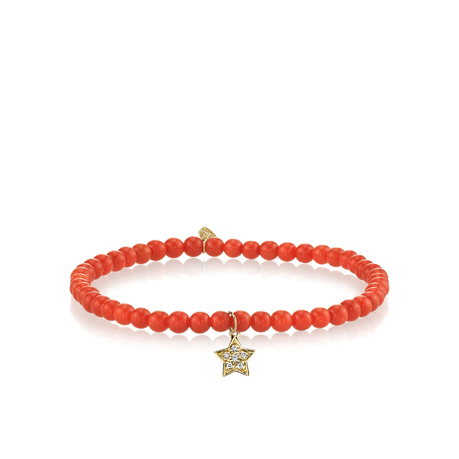 Gold & Diamond Small Star On Red Bamboo Coral - Sydney Evan Fine Jewelry