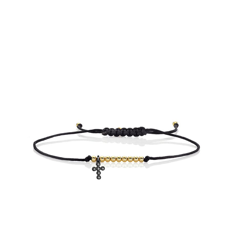 Gold & Diamond Tiny Cross Cord Bracelet - Sydney Evan Fine Jewelry