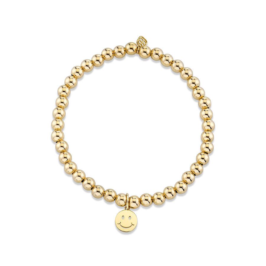 Kids Collection Pure Gold Happy Face on Gold Beads - Sydney Evan Fine Jewelry