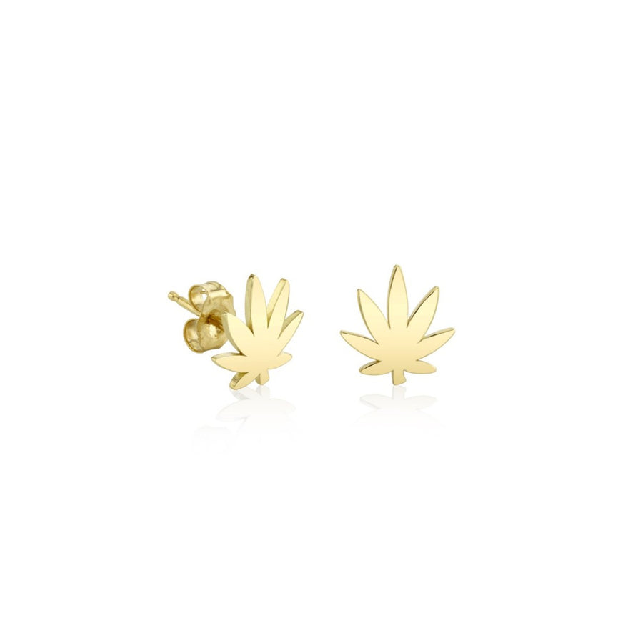 Pure Gold Small Pot Leaf Studs - Sydney Evan Fine Jewelry