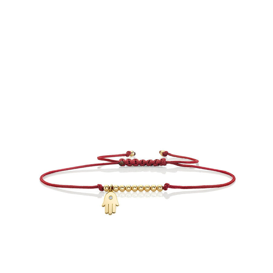 Gold & Diamond Tiny Hamsa Cord Bracelet - Sydney Evan Fine Jewelry