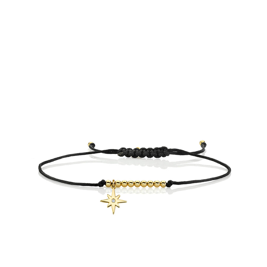 Gold & Diamond Tiny Starburst Cord Bracelet - Sydney Evan Fine Jewelry