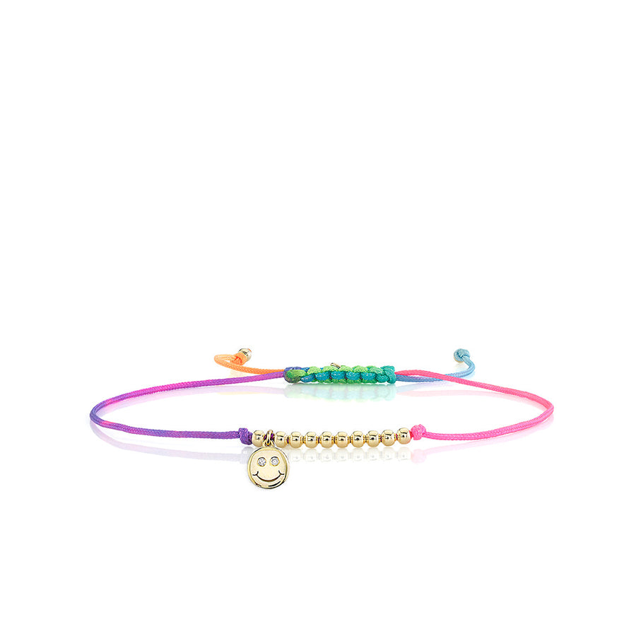 Kids Collection Gold & Diamond Tiny Happy Face Cord Bracelet - Sydney Evan Fine Jewelry