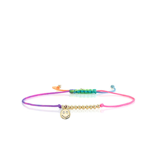 PandaWhole Rainbow Color Japanese Seed Braided Heart Link Slider Bracelet, Cubic Zirconia Tiny Charms Adjustable Bracelet with Brass Box