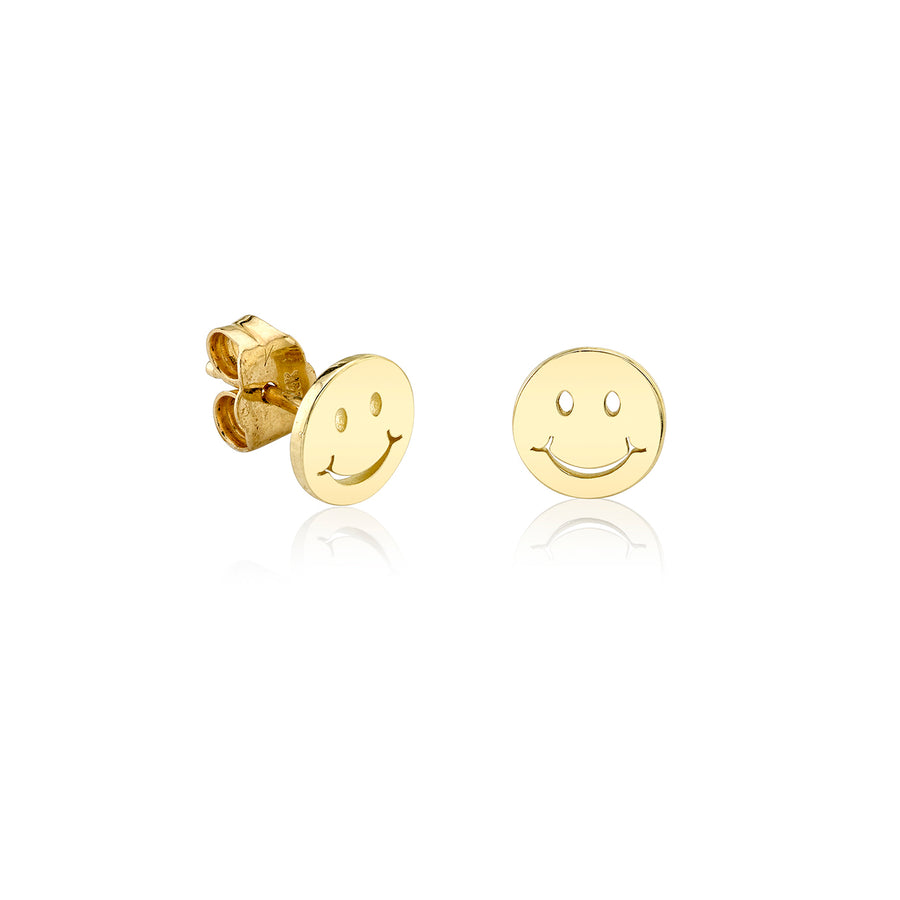 Pure Gold Tiny Happy Face Stud - Sydney Evan Fine Jewelry