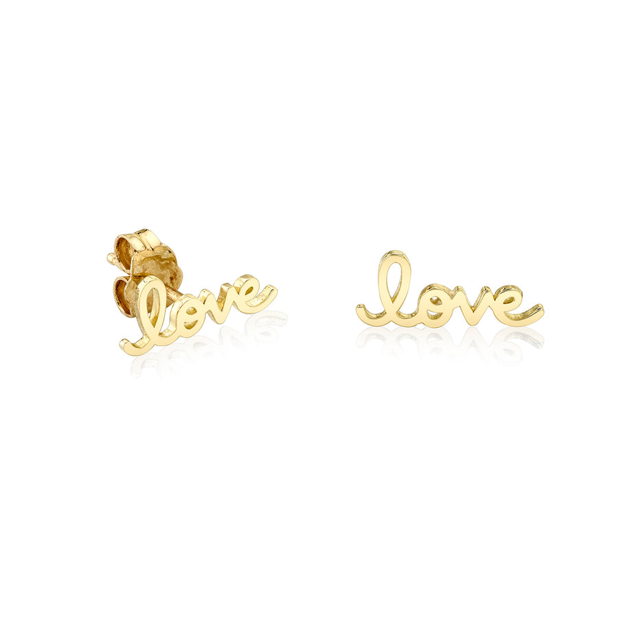 Pure Gold Tiny Love Script Stud - Sydney Evan Fine Jewelry