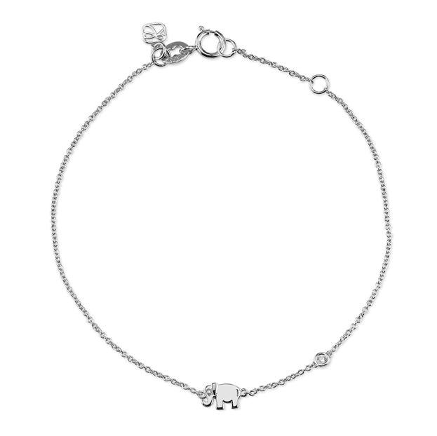 Gold Plated Sterling Silver Elephant Bracelet with Bezel Set Diamond - Sydney Evan Fine Jewelry