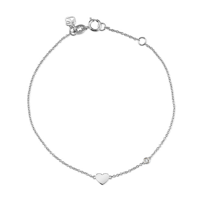 Gold Plated Sterling Silver Heart Bracelet with Bezel Set Diamond - Sydney Evan Fine Jewelry