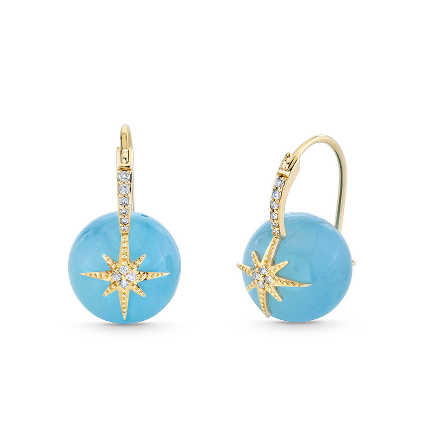 Gold & Diamond Starburst Aquamarine Earrings - Sydney Evan Fine Jewelry
