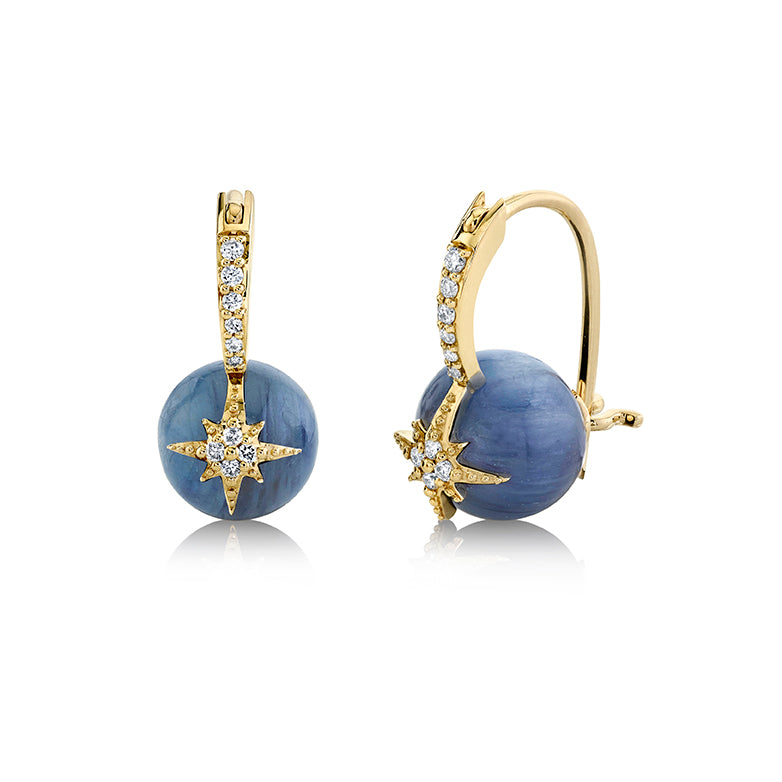 Gold & Diamond Starburst Kyanite Earrings - Sydney Evan Fine Jewelry