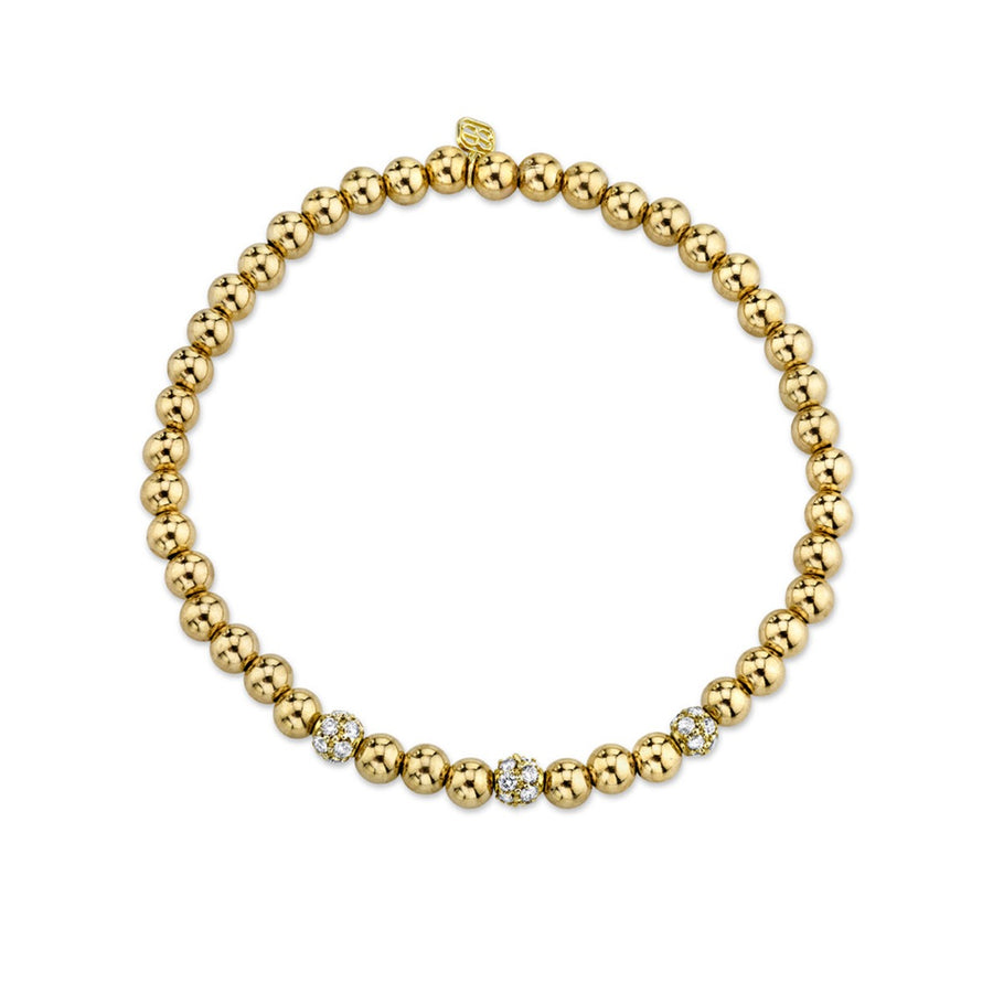 Gold & Diamond Multi-Ball on Gold Beads - Sydney Evan Fine Jewelry